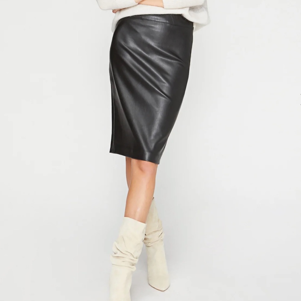 Brochu Walker Black Leather Pencil Skirt